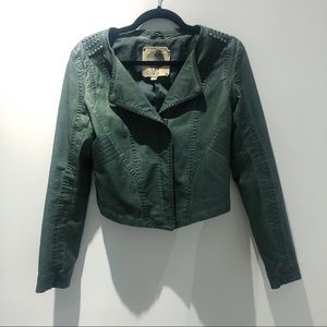 BOUTIQUE Green vegan leather motorbike jacket
